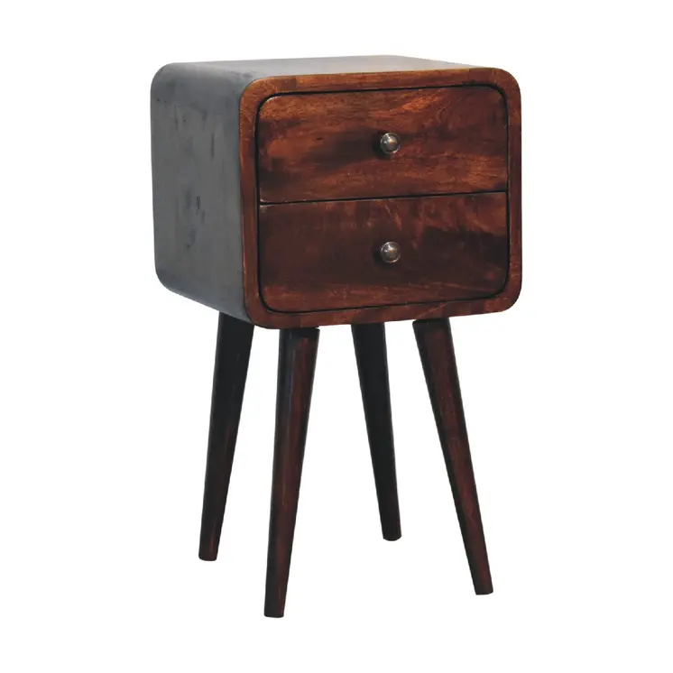 22" Walnut Solid Wood Square Two Drawer Nightstand