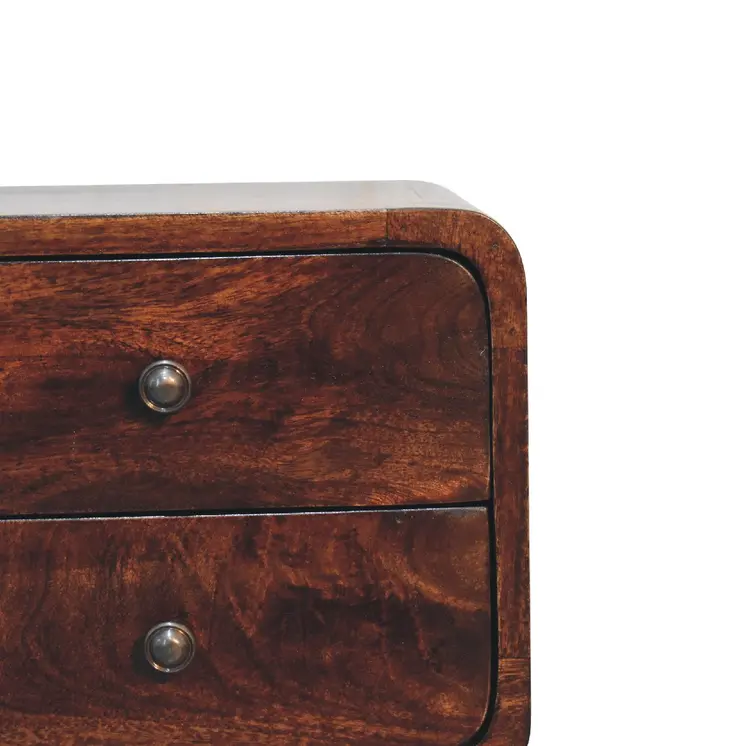 22" Walnut Solid Wood Square Two Drawer Nightstand