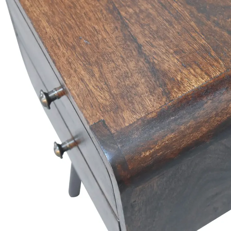 22" Walnut Solid Wood Square Two Drawer Nightstand