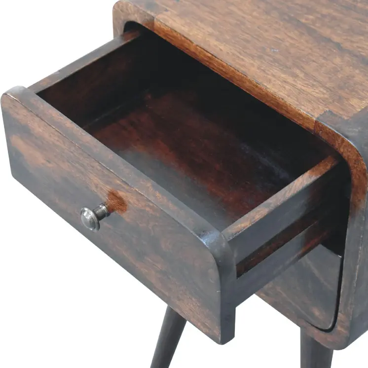 22" Walnut Solid Wood Square Two Drawer Nightstand