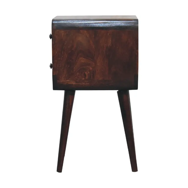 22" Walnut Solid Wood Square Two Drawer Nightstand