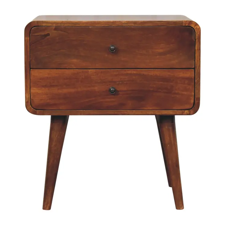 24" Chestnut Solid Wood Two Drawer Nightstand