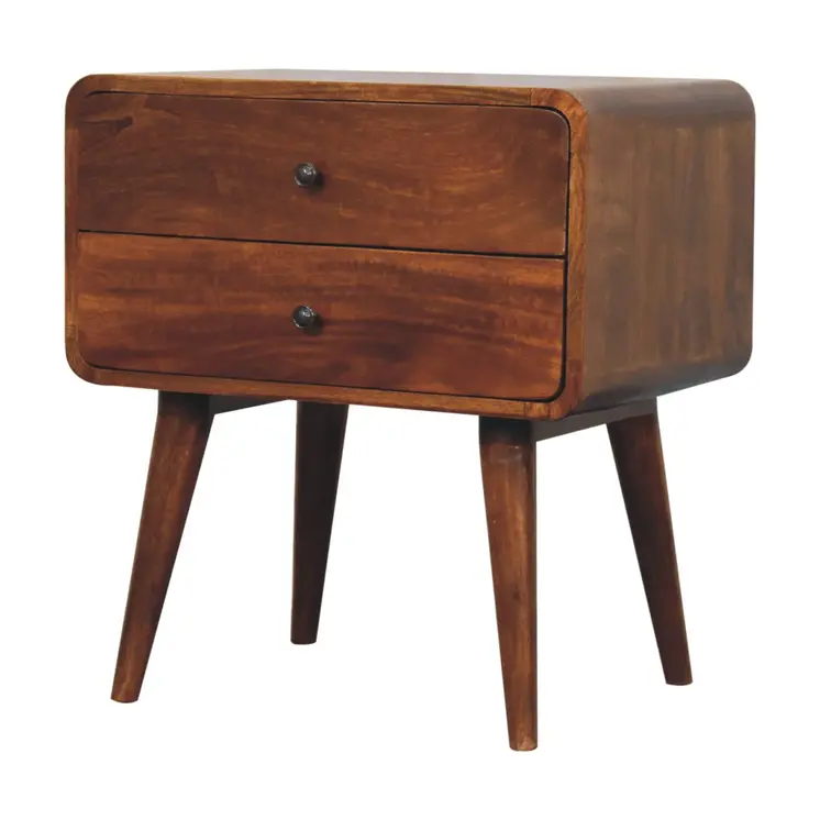 24" Chestnut Solid Wood Two Drawer Nightstand