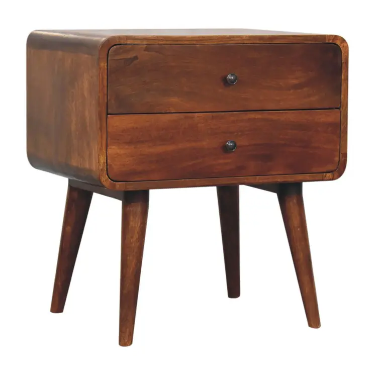 24" Chestnut Solid Wood Two Drawer Nightstand