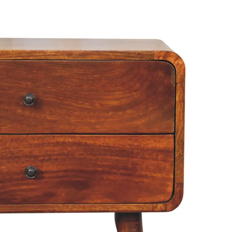 24" Chestnut Solid Wood Two Drawer Nightstand