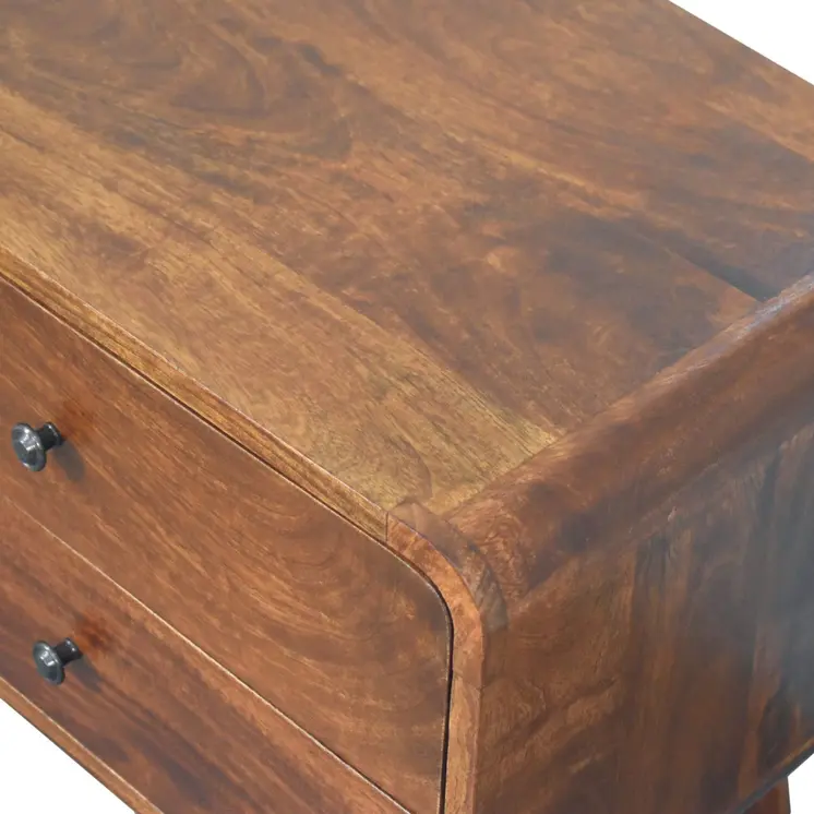24" Chestnut Solid Wood Two Drawer Nightstand