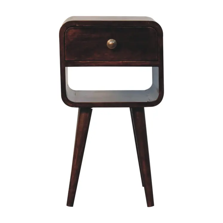 22" Walnut Solid Wood Square One Drawer Nightstand