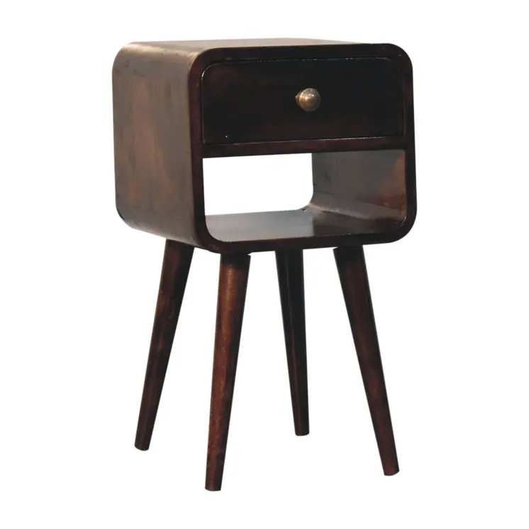 22" Walnut Solid Wood Square One Drawer Nightstand