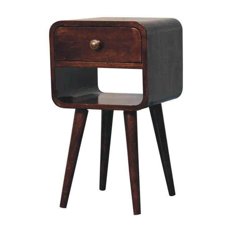 22" Walnut Solid Wood Square One Drawer Nightstand