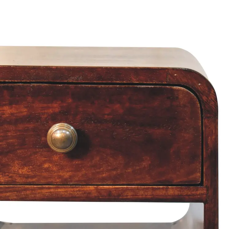 22" Walnut Solid Wood Square One Drawer Nightstand
