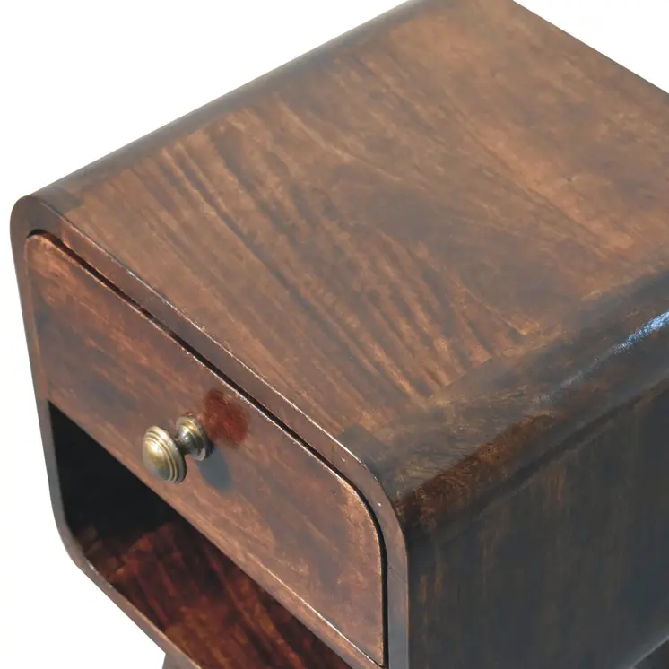 22" Walnut Solid Wood Square One Drawer Nightstand
