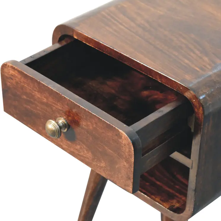 22" Walnut Solid Wood Square One Drawer Nightstand