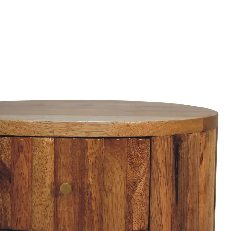 18" Natural Solid Wood Oval Two Drawer Nightstand