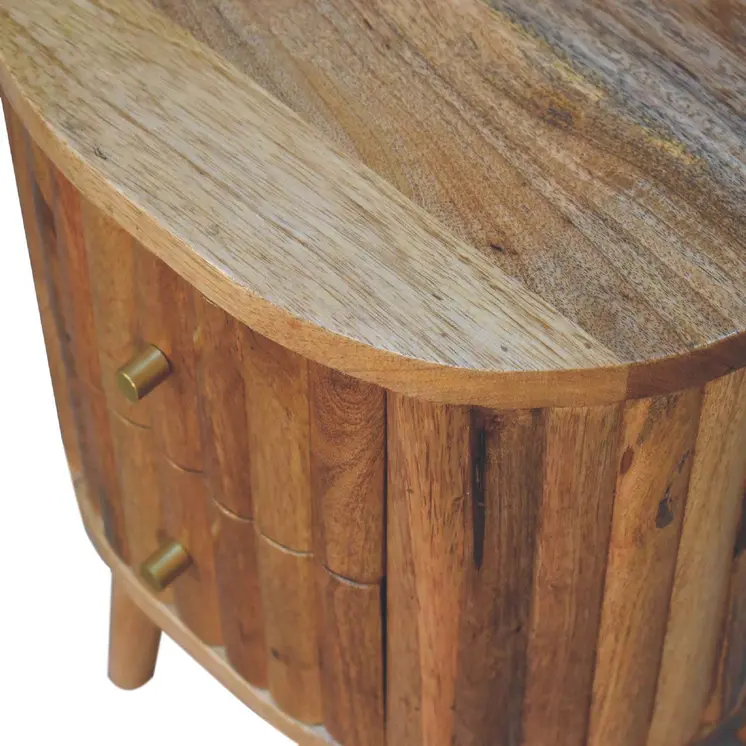18" Natural Solid Wood Oval Two Drawer Nightstand