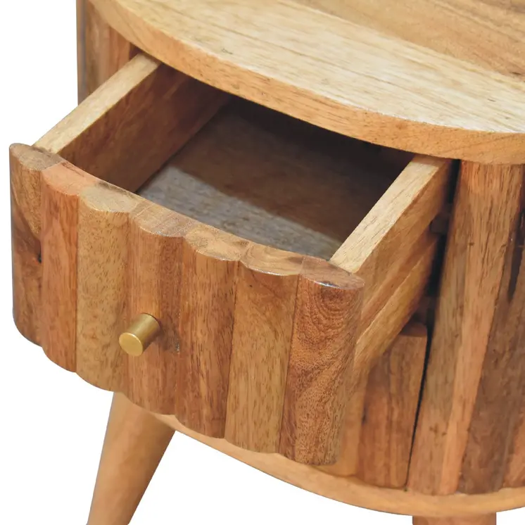 18" Natural Solid Wood Oval Two Drawer Nightstand
