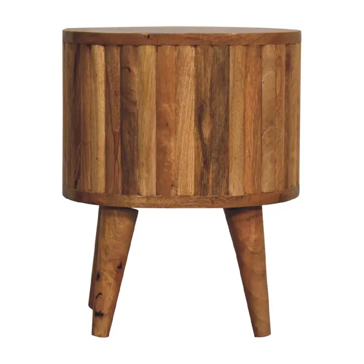 18" Natural Solid Wood Oval Two Drawer Nightstand