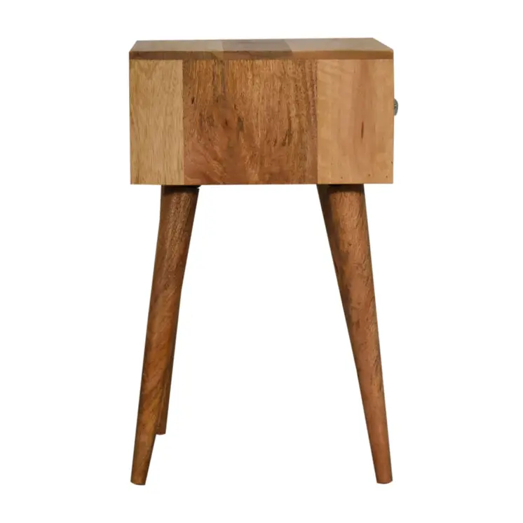 20" Black White And Brown Solid Wood Geometric Bone Inlay One Drawer Nightstand