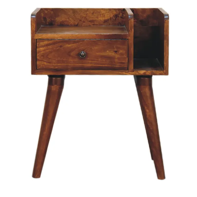 22" Brown Solid Wood One Drawer Nightstand