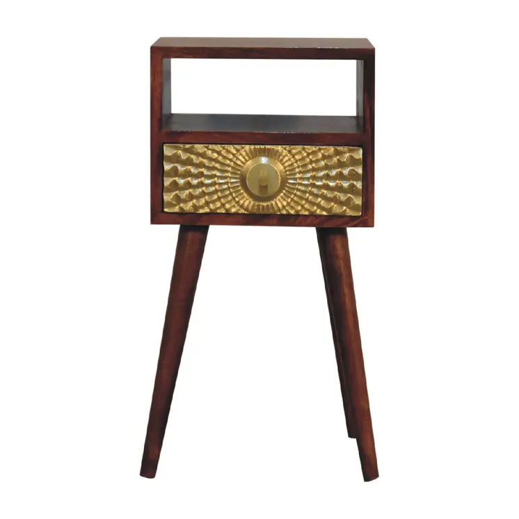 23" Brown Solid Wood Square One Drawer Nightstand