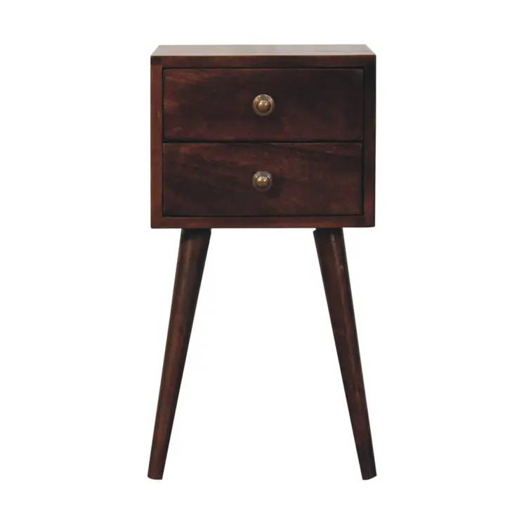 22" Walnut Solid Wood Square Two Drawer Nightstand