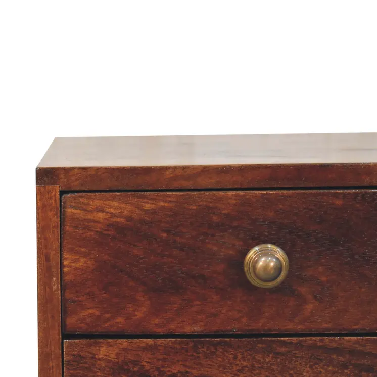 22" Walnut Solid Wood Square Two Drawer Nightstand
