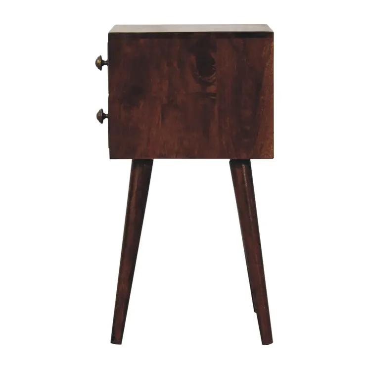 22" Walnut Solid Wood Square Two Drawer Nightstand
