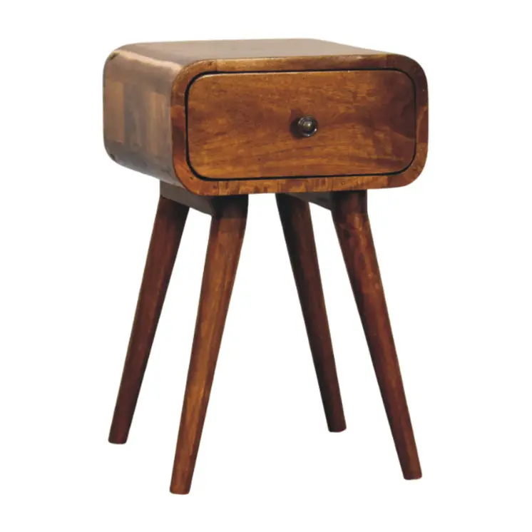 19" Brown Solid Wood Square One Drawer Nightstand