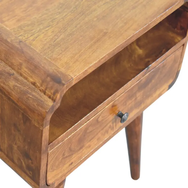 22" Chestnut Solid Wood Oval One Drawer Nightstand