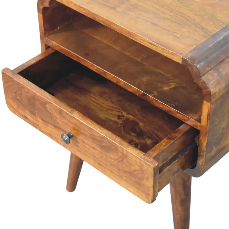 22" Chestnut Solid Wood Oval One Drawer Nightstand