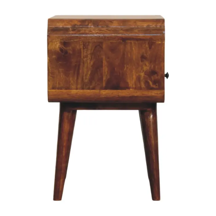 22" Chestnut Solid Wood Oval One Drawer Nightstand