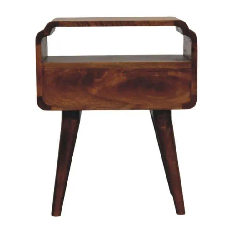 22" Chestnut Solid Wood Oval One Drawer Nightstand