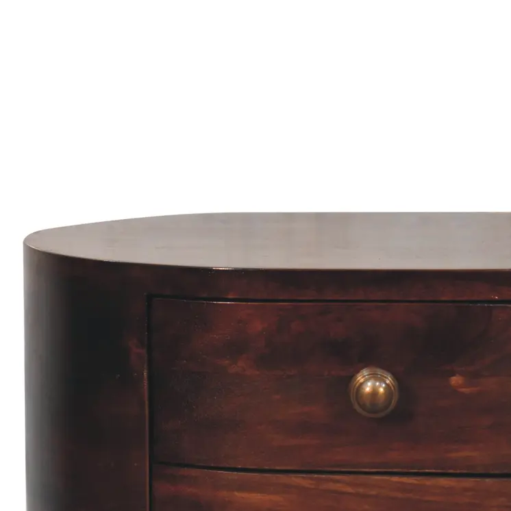21" Walnut Solid Wood Oval Two Drawer Nightstand