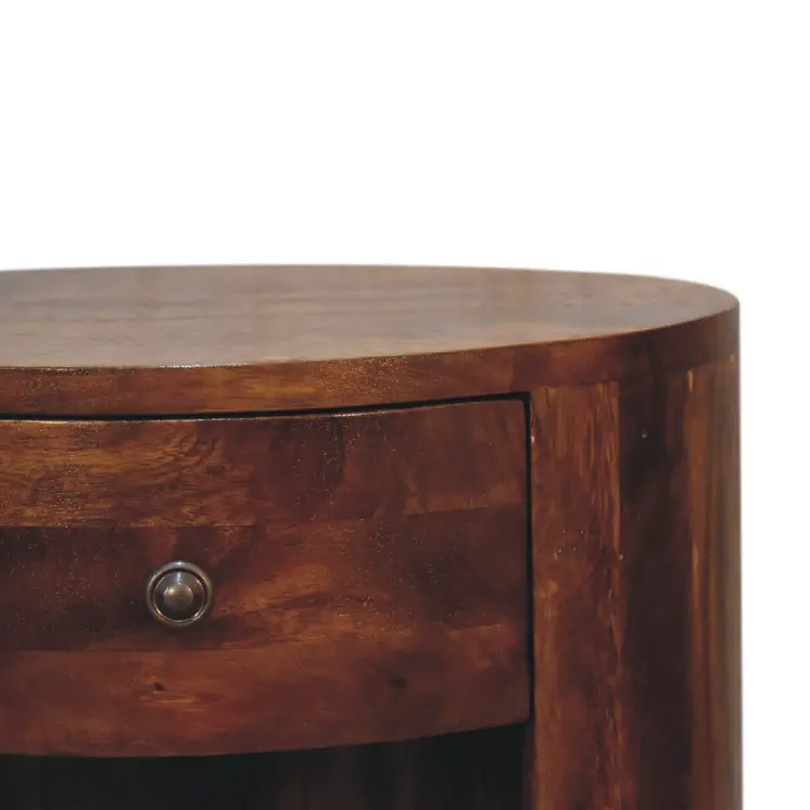 22" Chestnut Solid Wood Oval One Drawer Nightstand