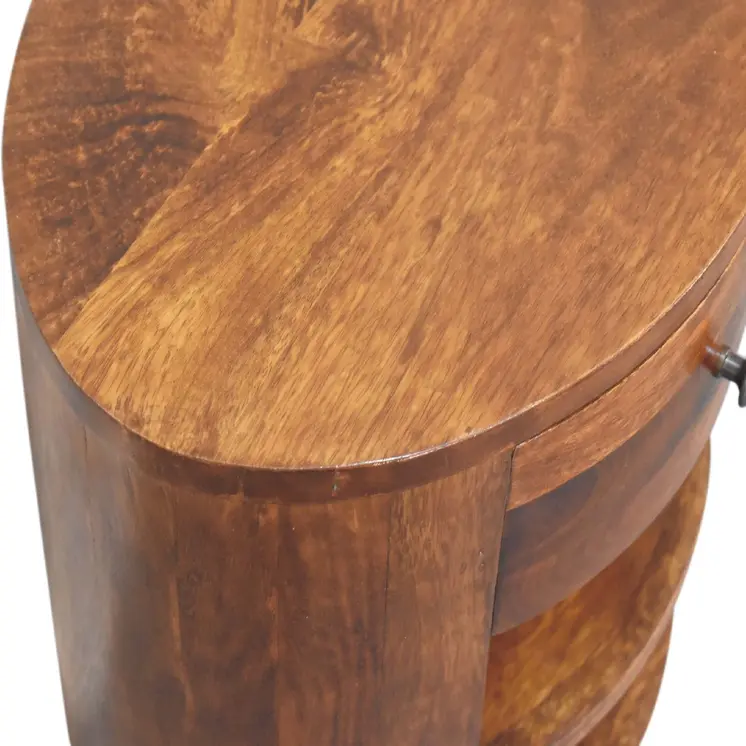 22" Chestnut Solid Wood Oval One Drawer Nightstand