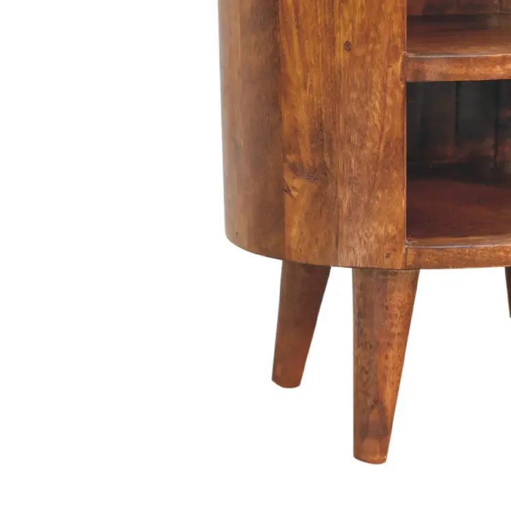 22" Chestnut Solid Wood Oval One Drawer Nightstand