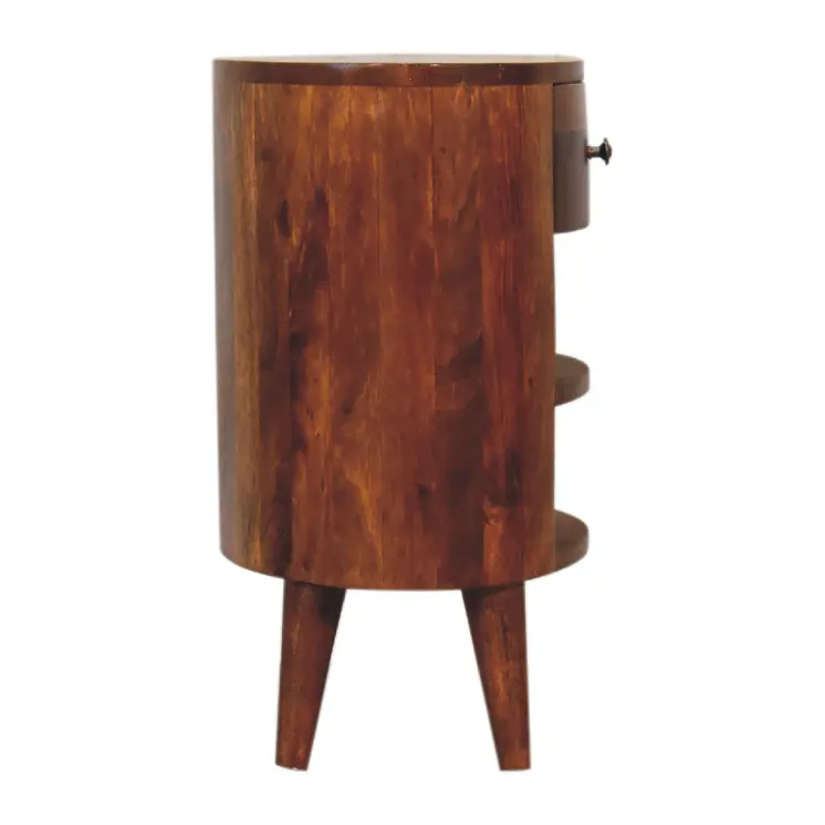 22" Chestnut Solid Wood Oval One Drawer Nightstand