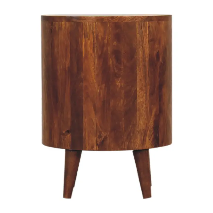 22" Chestnut Solid Wood Oval One Drawer Nightstand