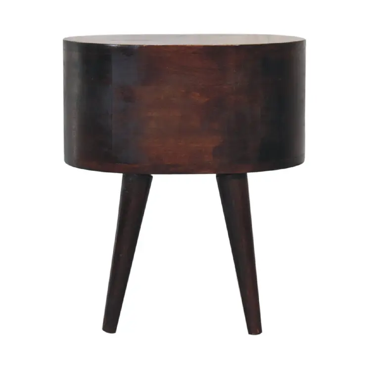 21" Walnut Solid Wood Oval Two Drawer Nightstand