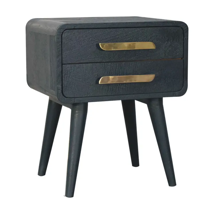 22" Midnight Solid Wood Two Drawer Nightstand