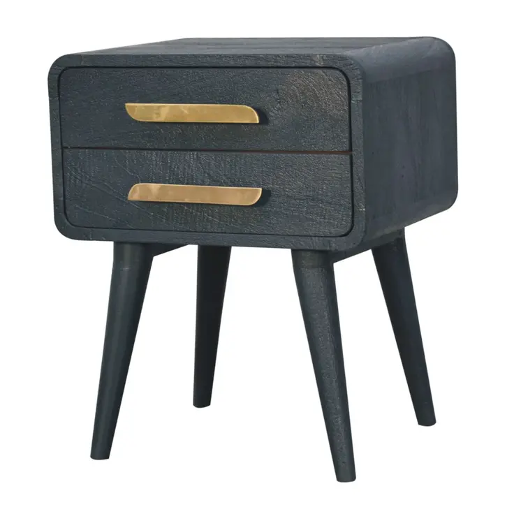 22" Midnight Solid Wood Two Drawer Nightstand