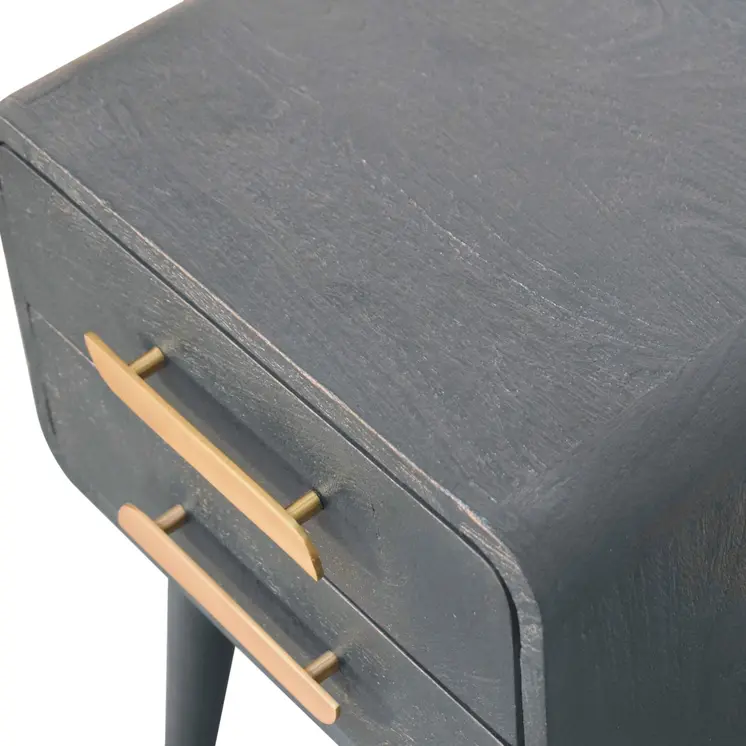 22" Midnight Solid Wood Two Drawer Nightstand