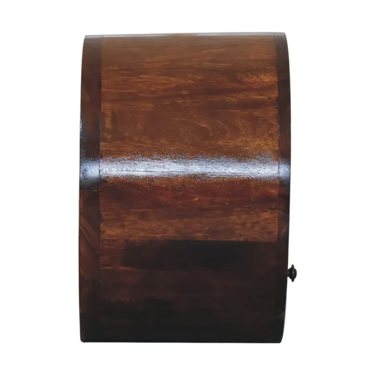 16" Chestnut Solid Wood Round One Drawer Floating Nightstand
