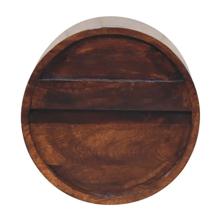 16" Chestnut Solid Wood Round One Drawer Floating Nightstand