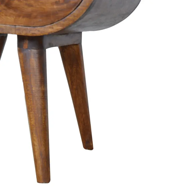 21" Chestnut Solid Wood Oval Two Drawer Nightstand