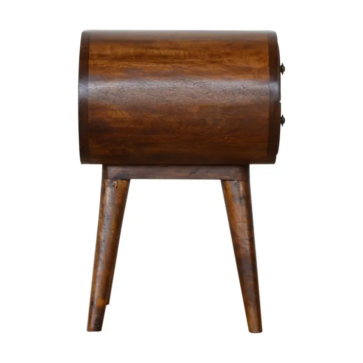 21" Chestnut Solid Wood Oval Two Drawer Nightstand