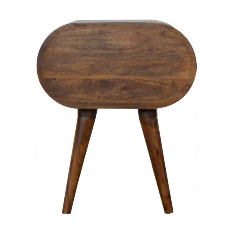 21" Chestnut Solid Wood Oval Two Drawer Nightstand