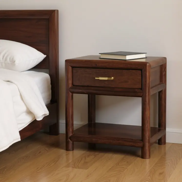 20" Chestnut Solid Wood Square One Drawer Nightstand