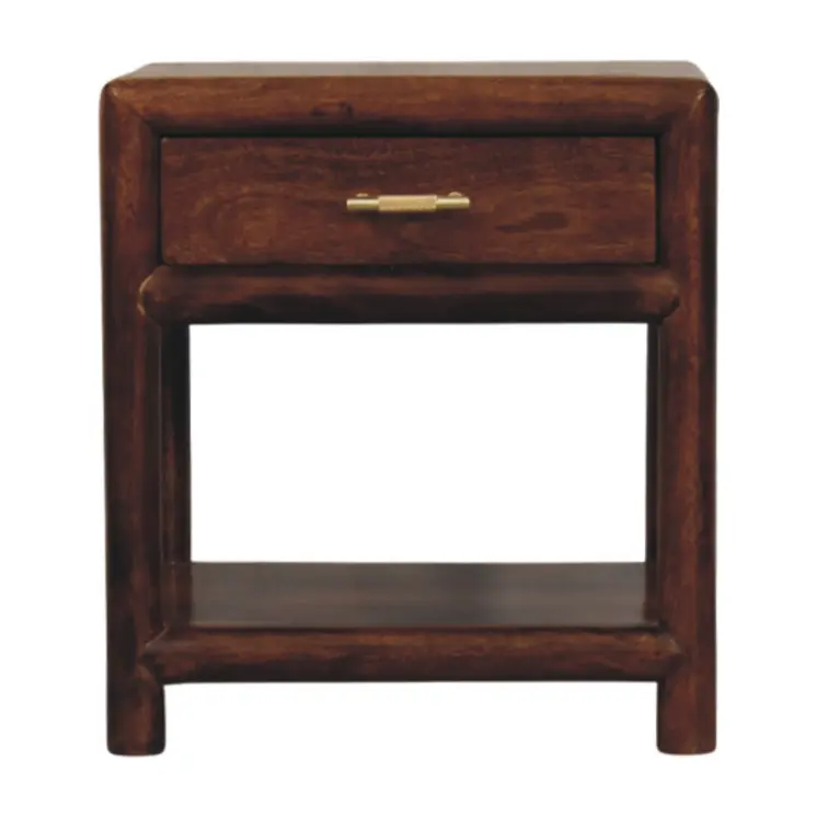 20" Chestnut Solid Wood Square One Drawer Nightstand