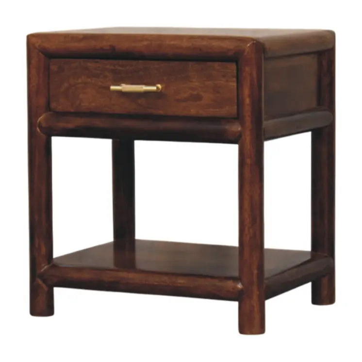 20" Chestnut Solid Wood Square One Drawer Nightstand