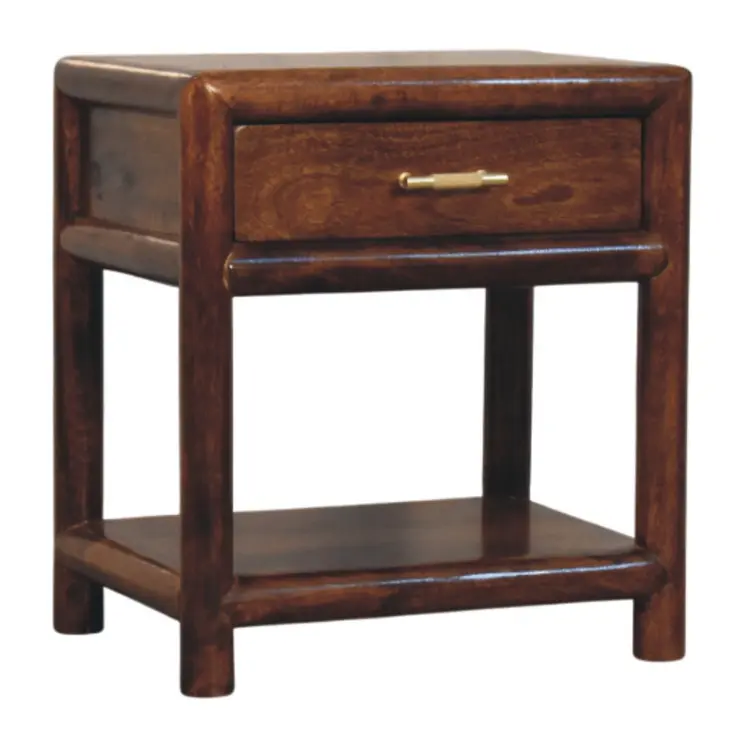 20" Chestnut Solid Wood Square One Drawer Nightstand